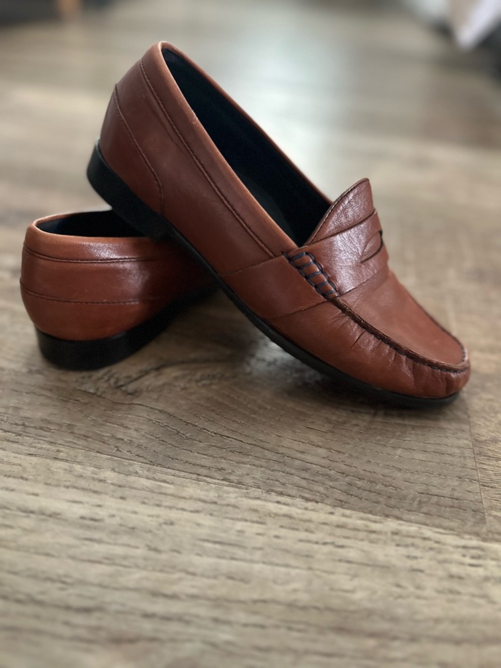 Cole Haan Women's Chestnut Brown Leather Penny Loafers